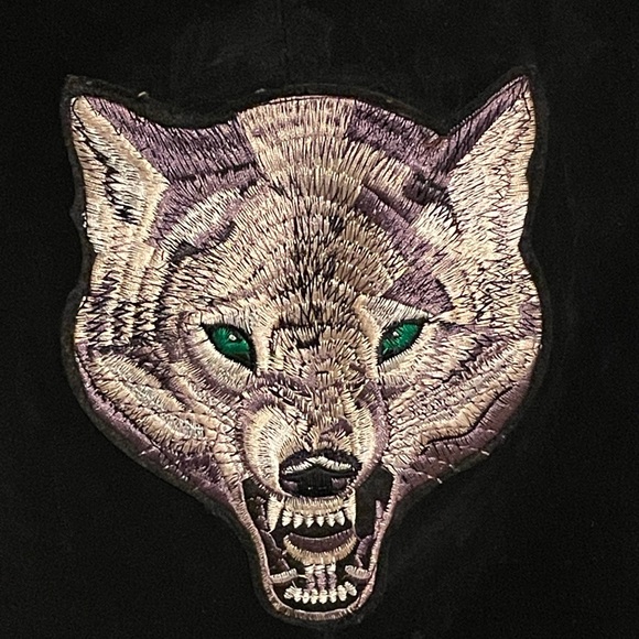 Custom Vintage Black Embroidered Suede Unisex Wolf Vest Leaderofthepack - Picture 3 of 4